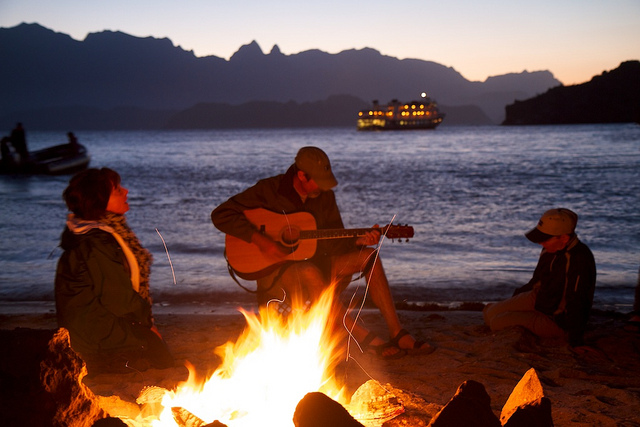 Campfire on Honeymoon Beach, Isla Danzante